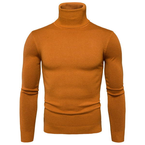 Winter Warm Basic Thermal Turtleneck Sweater Mens Solid Color Slim Fit Clothes Pullover Top