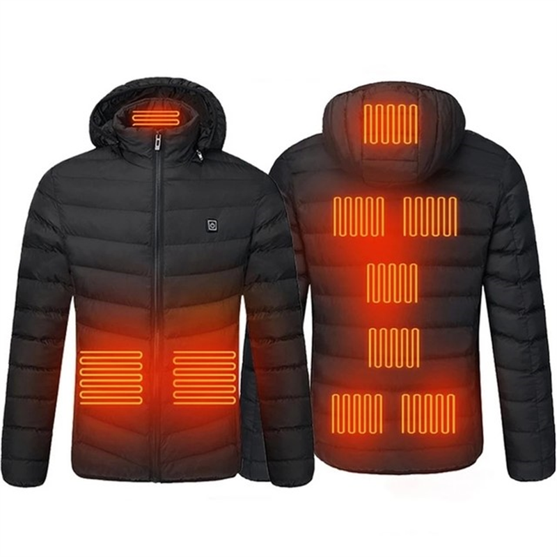 Boreal Arden black hooded jacket, 9-zone heating illustration