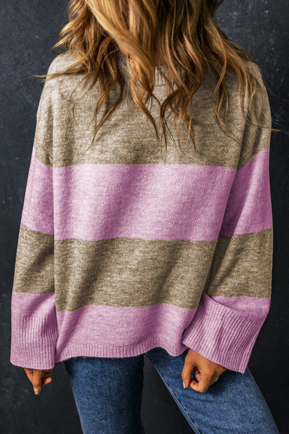 Onyx Bellamy — Color Block Round Neck Long Sleeve Sweater, alternate view 2