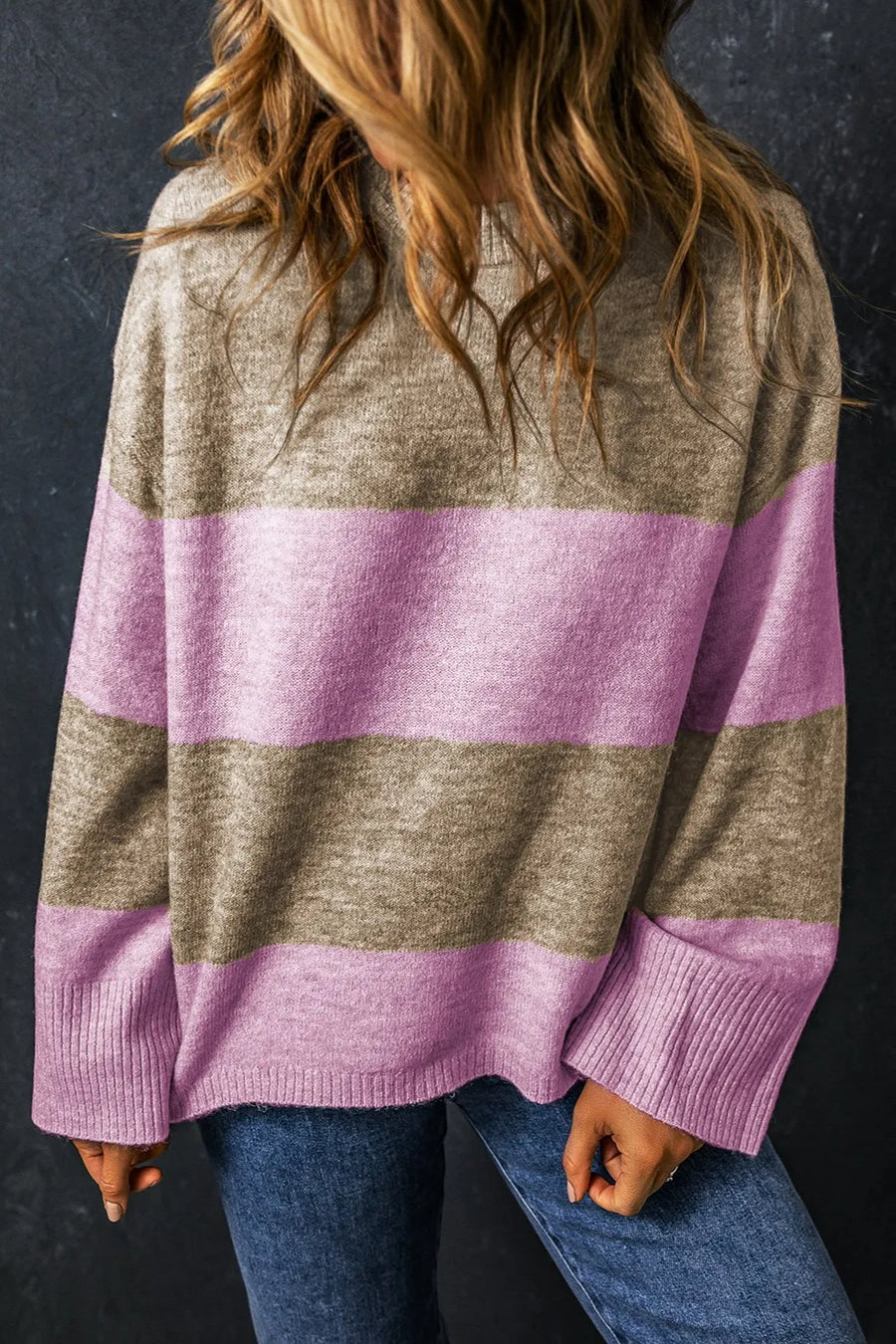 Onyx Bellamy — Color Block Round Neck Long Sleeve Sweater, alternate view 2