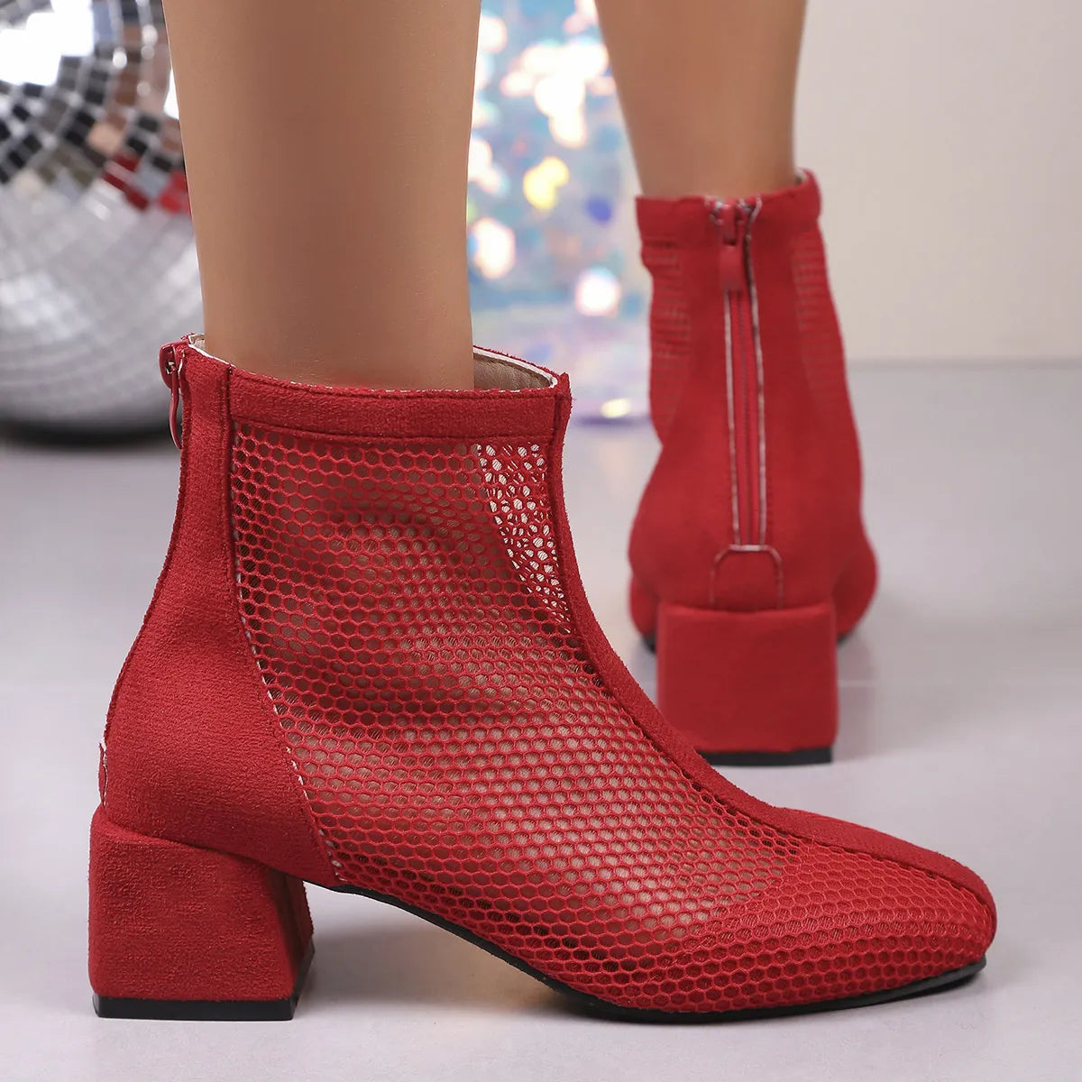 Fable Allegra — Mesh Block Heel Boots, alternate view 9