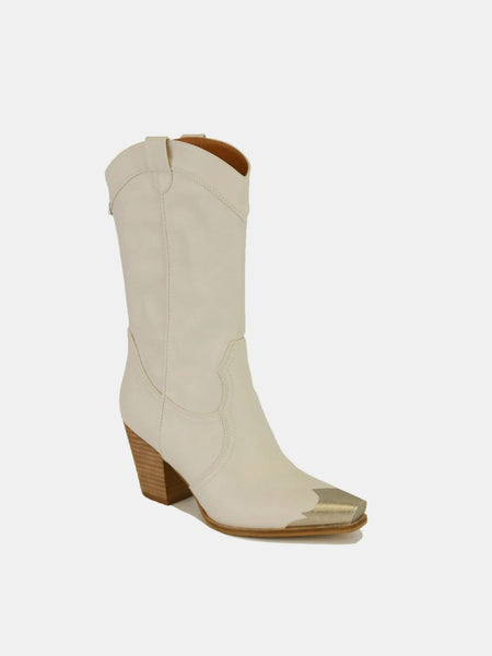 Beast Fashion Metal-Toe Block Heel Ankle Boots - Opulent Empire