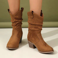 Ocean Marino — Point Toe Block Heels Boots Fashion Footwear