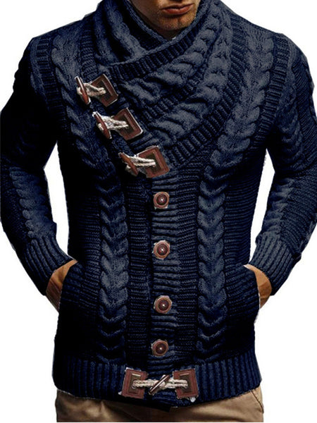 Men's Turtleneck Button Knit Jacket Sweater