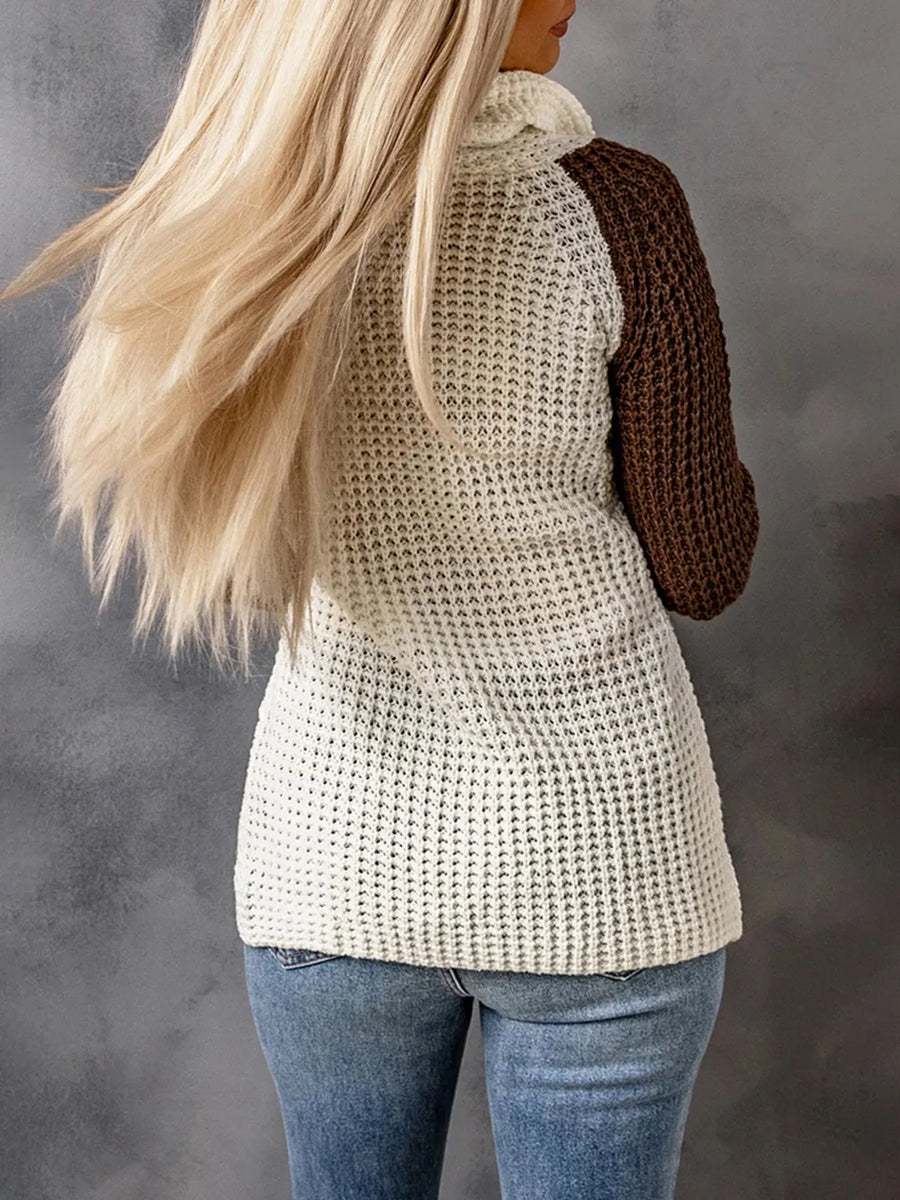 Monroe Rivière — Contrast Decorative Button Turtleneck Sweater, alternate view 2