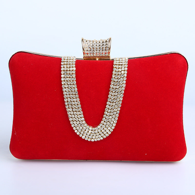 Emery Suede U-Shaped Diamond Clutch