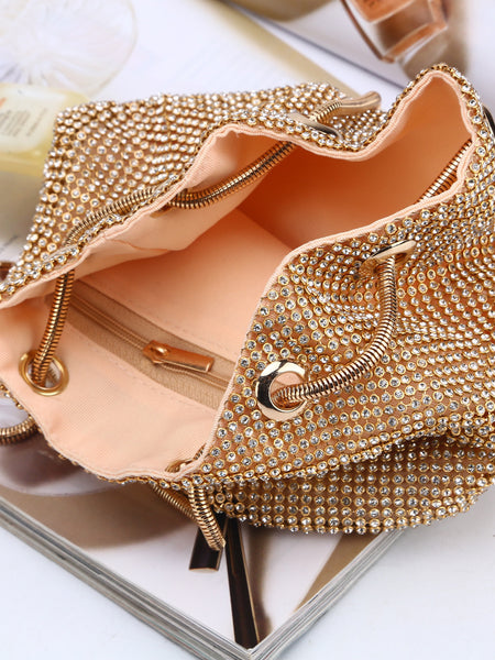 Women Crystal Diamond Clutch Bags String Satin Crossbody Bag Glitter Evening Bags Gold Clutch Party Purse Woman Handbag