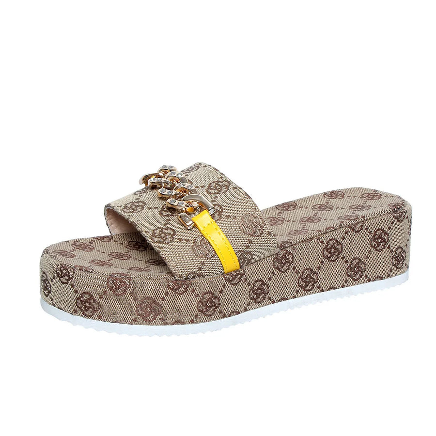 Emery Venturi — Open Toe Platform Sandals Khaki Fashion Footwear, alternate view 2