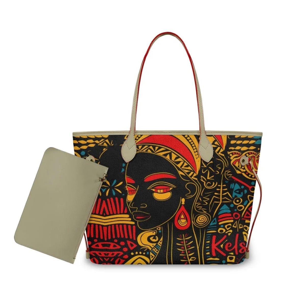 African Girls™ — Large Leather Tote Bags, alternate view 3