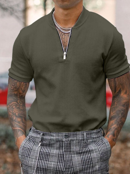 Men's Full Size Baseball Collar Solid Polo Plus Size - Opulent Empire