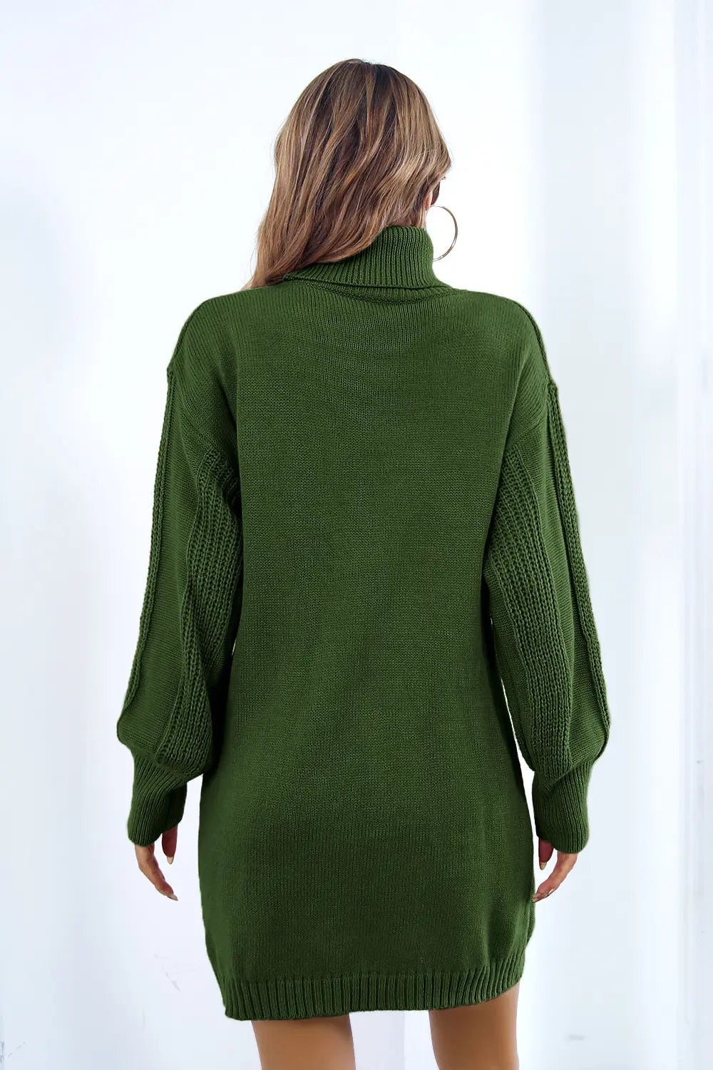 Wren Delacroix — Openwork Turtleneck Long Sleeve Sweater Dress, alternate view 9