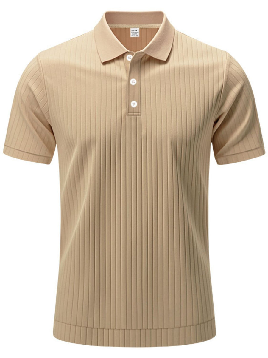 Men's Full Size Ribbed Short Sleeve Polo Plus Size - Opulent Empire