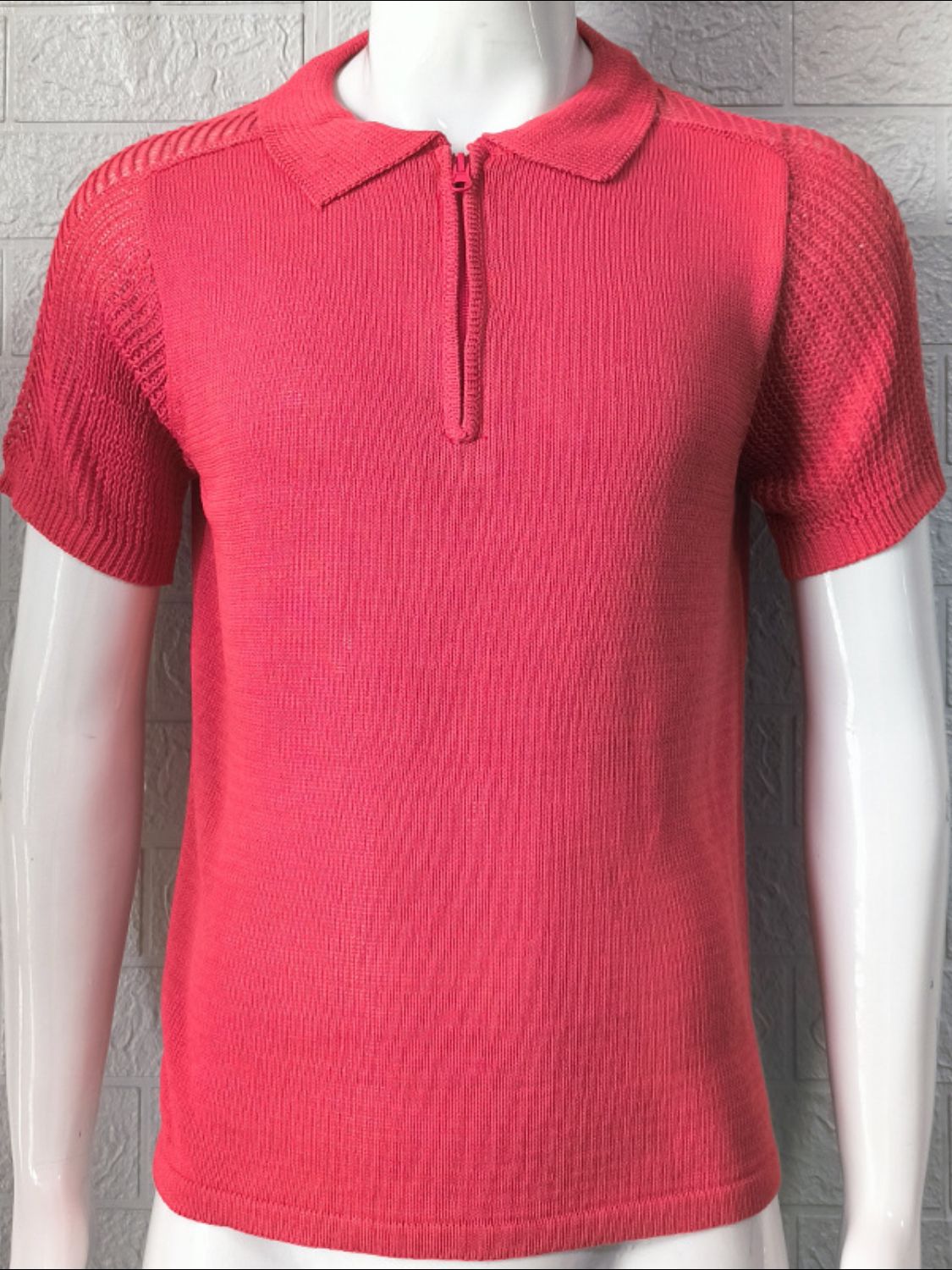 Romain — Men's Collared Neck Quarter Zip Knit Polo, alternate view 4