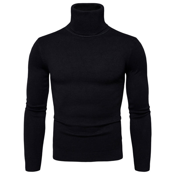 Winter Warm Basic Thermal Turtleneck Sweater Mens Solid Color Slim Fit Clothes Pullover Top