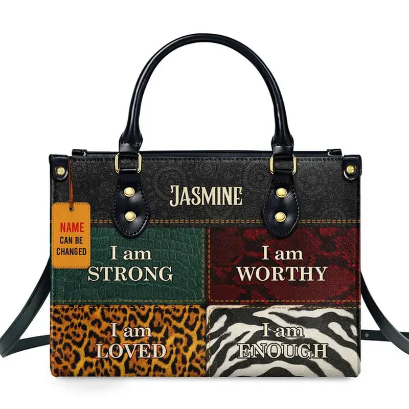 Jocelyn Montclair — Luxury African Girl Print Leather Top-Handle Tote Handbag, alternate view 30