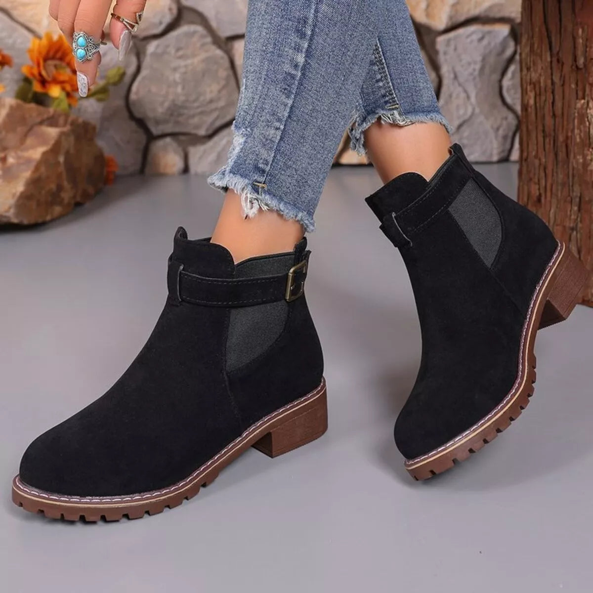 Perrin Fiorenza — Round Toe Block Heels Boots Fashion Footwear, alternate view 3