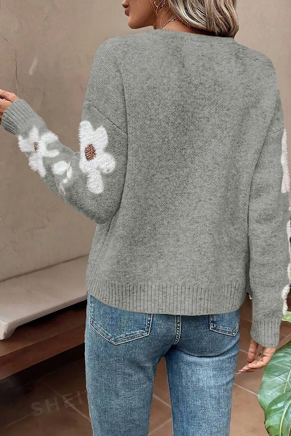 Harbor Rivière — Flower Round Neck Long Sleeve Sweater, alternate view 17