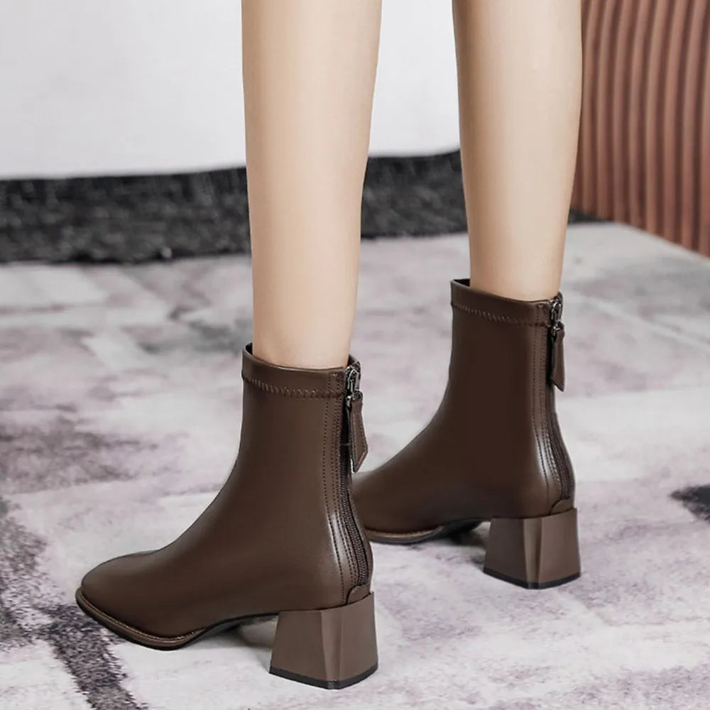 Darcy Sorrento — Round Toe Block Heels Boots Fashion Footwear, alternate view 10