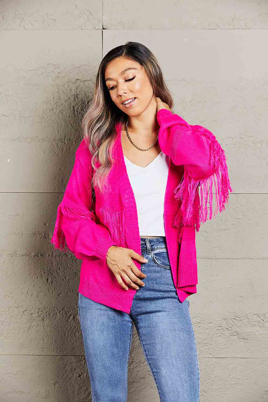 Rowan Rivière — Angel Wings Fringe Trim Open Front Cardigan, alternate view 2