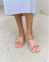 Forever Link Studded Cross Strap Sandals in Blush - Opulent Empire