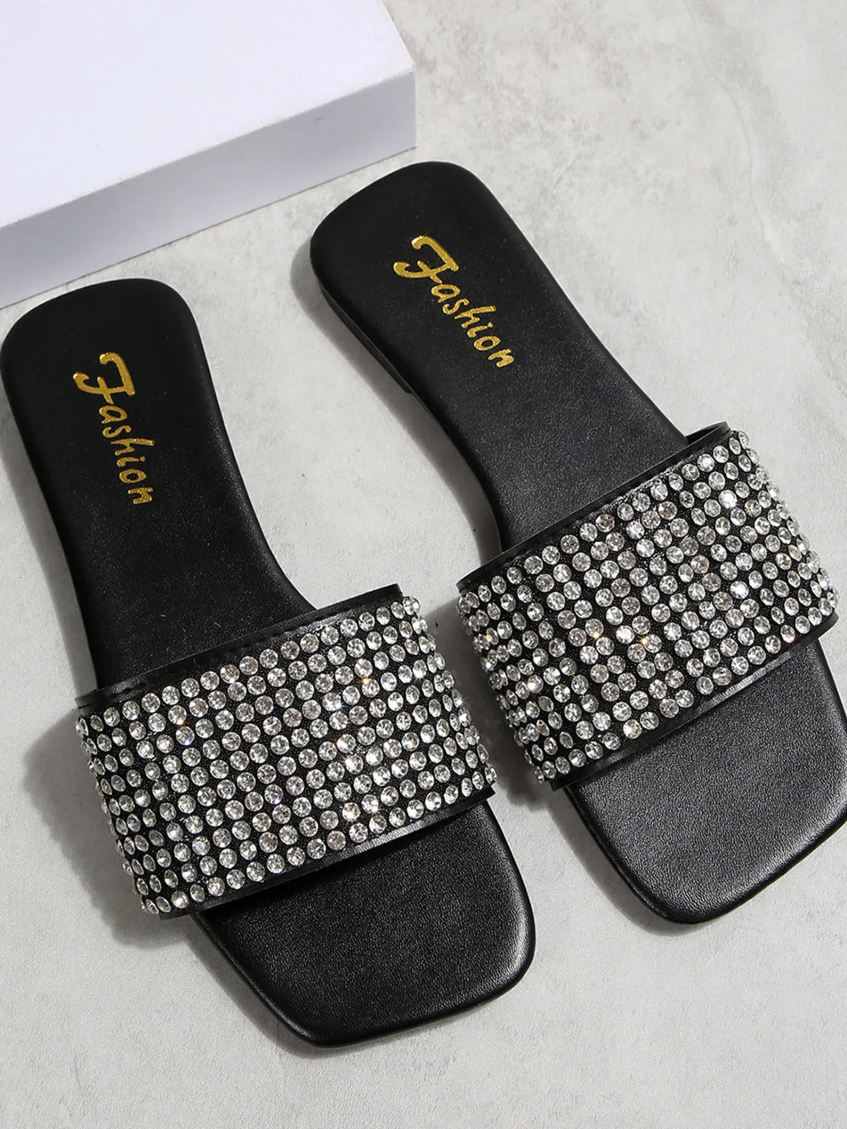 Bellamy Allegra — Rhinestone Open Toe Flats Sandals Fashion Footwear, alternate view 2