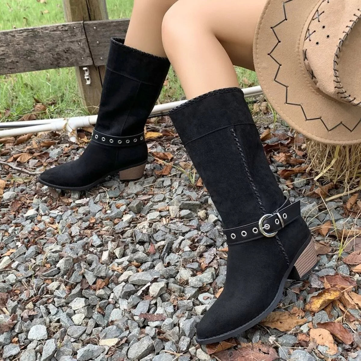 Nova Marino — Point Toe Block Heels Boots Fashion Footwear, alternate view 3