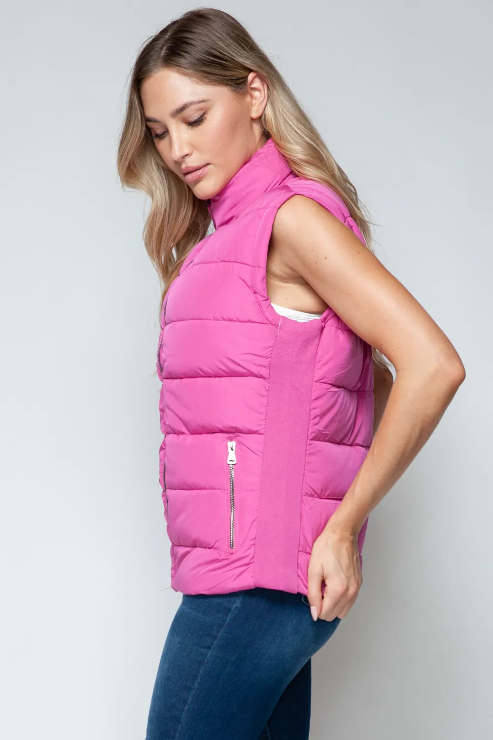 Lake Rosetti — Snobbish Zip Up Turtleneck Vest with Pockets Rose Violet Sweater or Cardigan, alternate view 4