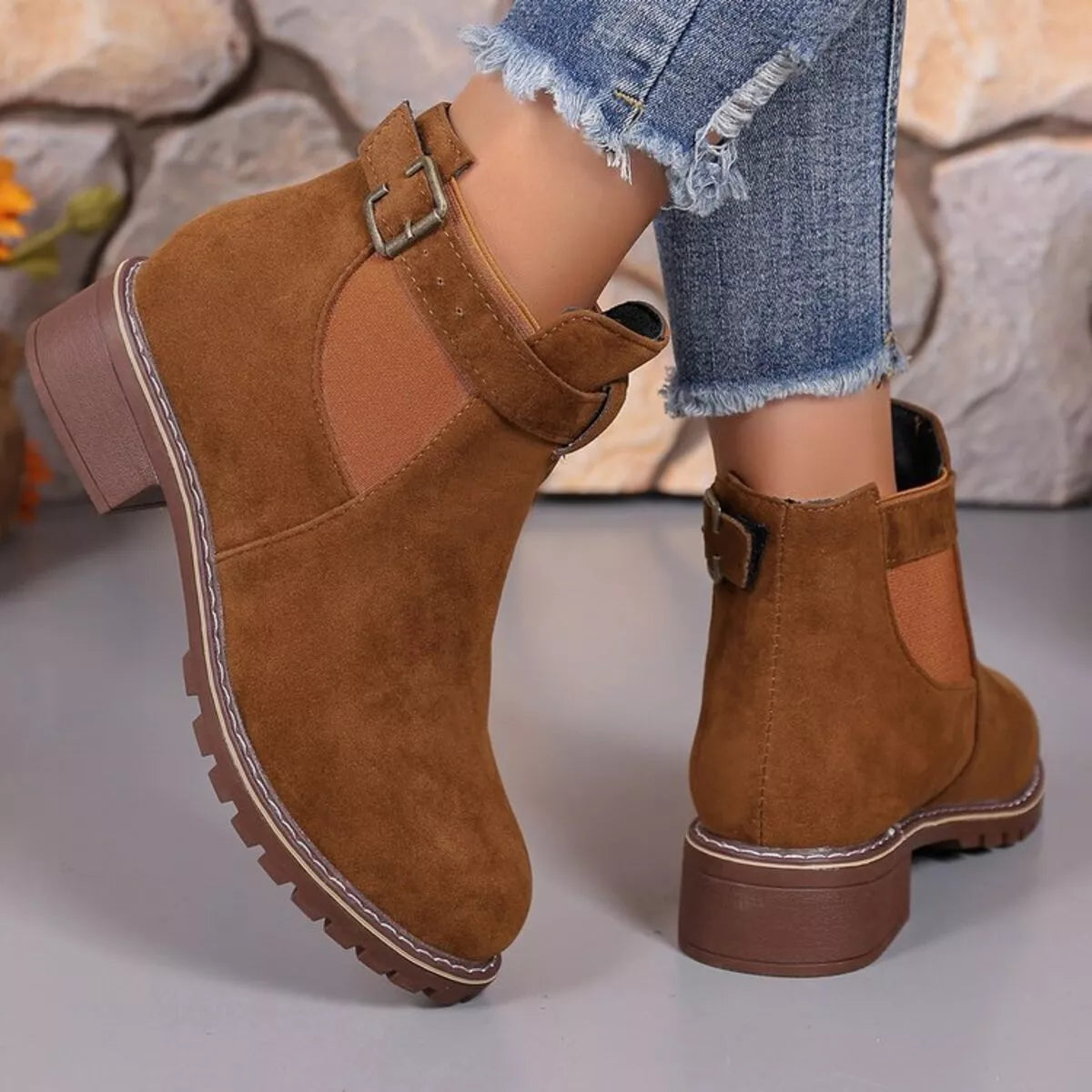 Perrin Fiorenza — Round Toe Block Heels Boots Fashion Footwear, alternate view 6