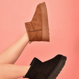 WILD DIVA Suede Round Toe Platform Booties - Opulent Empire