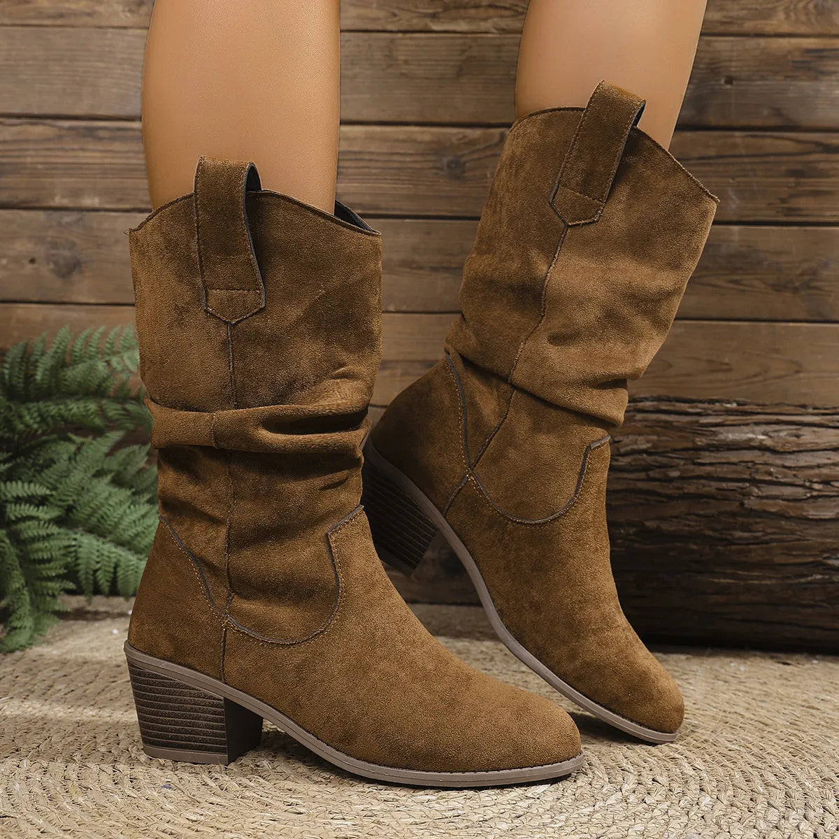 Darcy Venturi — Suede Block Heels Boots Fashion Footwear, alternate view 5