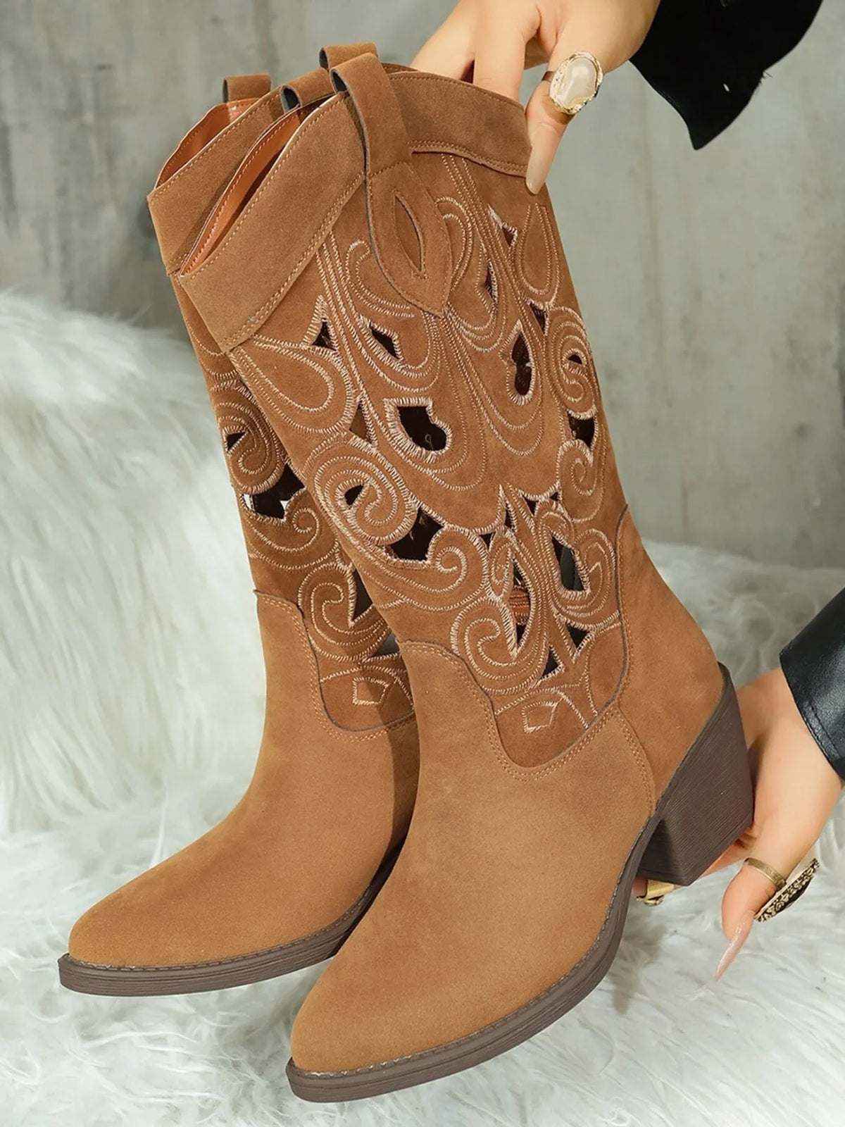 Monroe Fiorenza — Western Cutout Pattern Block Heel Boots, alternate view 6