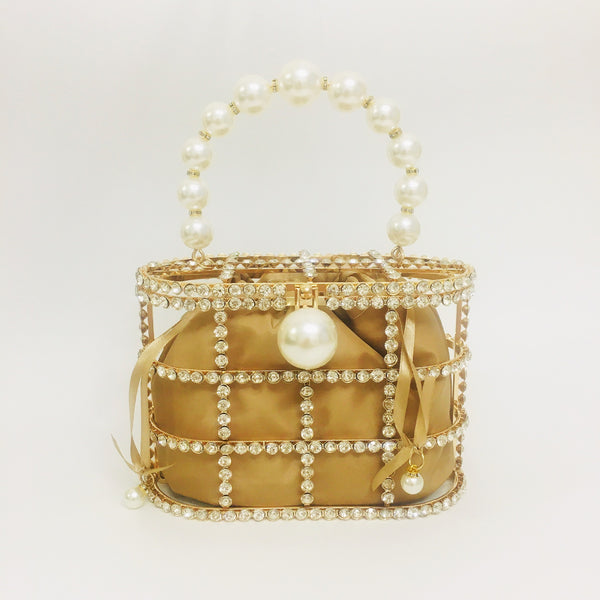 Pearl Rhinestone Bucket Bag