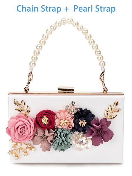 Transparent flower acrylic square bag