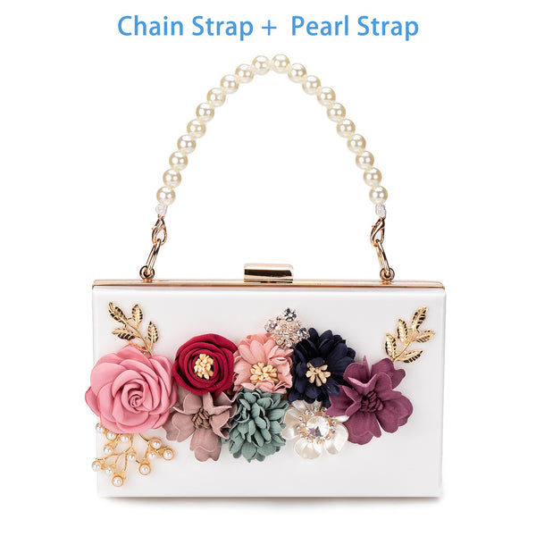 Transparent flower acrylic square bag