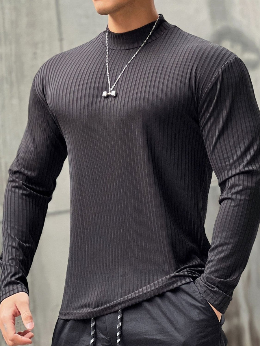 Men's Mock Neck Long Sleeve T-Shirt - Opulent Empire