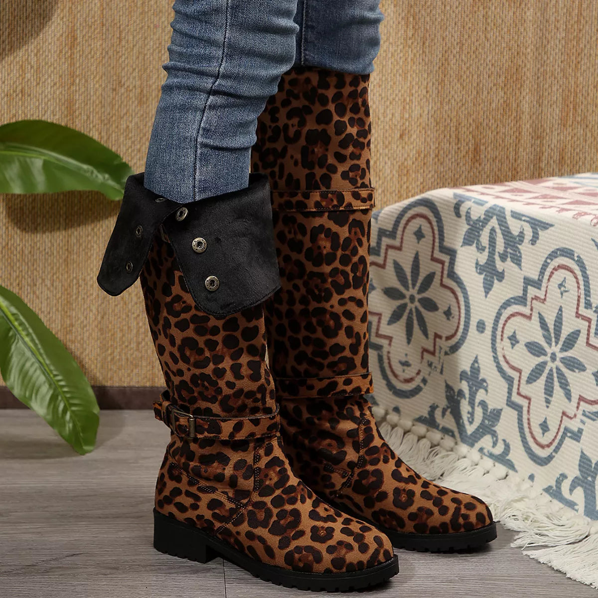 Quinn Marino — Leopard Block Heels Boots Leopard Fashion Footwear, alternate view 3