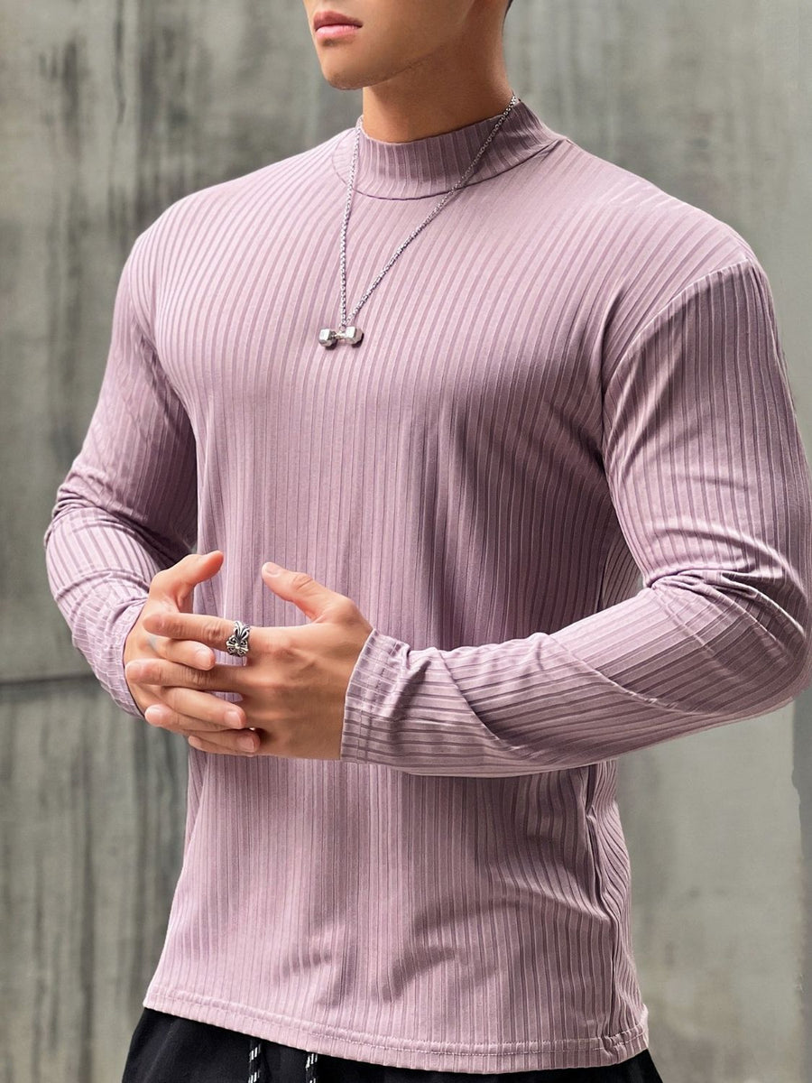 Men's Mock Neck Long Sleeve T-Shirt - Opulent Empire