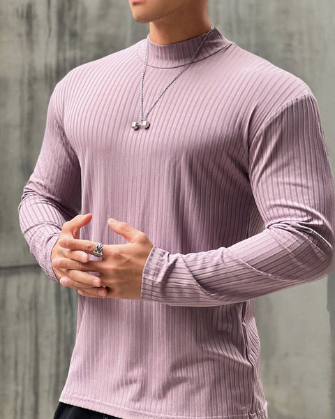Men's Mock Neck Long Sleeve T-Shirt - Opulent Empire