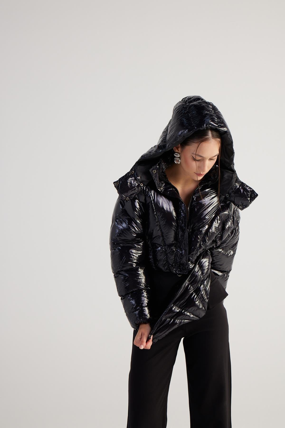 Aida — Black Puffer Hooded Jacket, alternate view 4