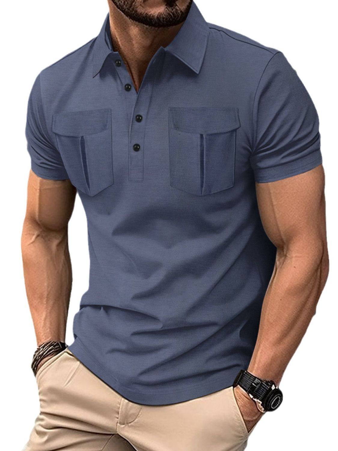 Benedict Beaumont — Men's Full Size Collared Short Sleeve Polo Plus Size Men's Tailored Shorts, alternate view 9