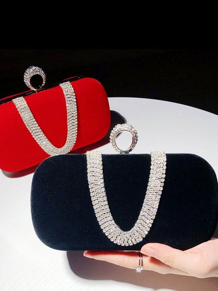 Verona Diamond Velvet Clutch