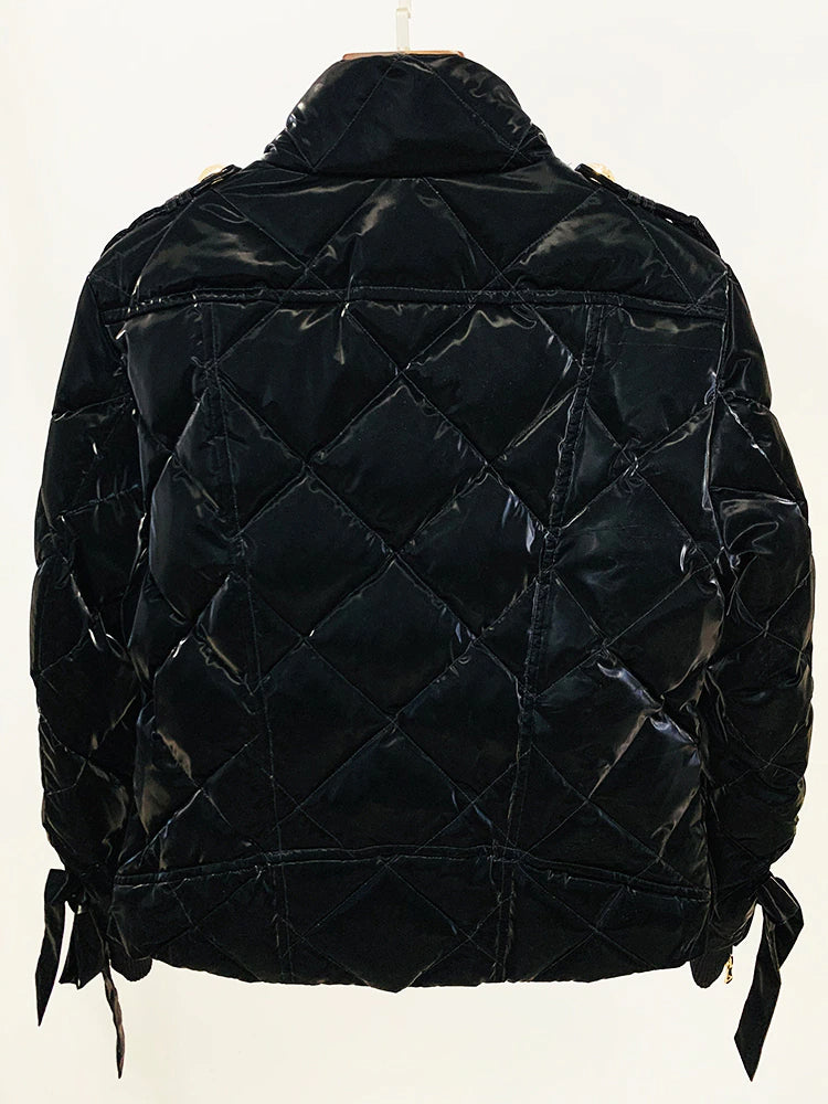 Black Gold Button Puffer Jacket