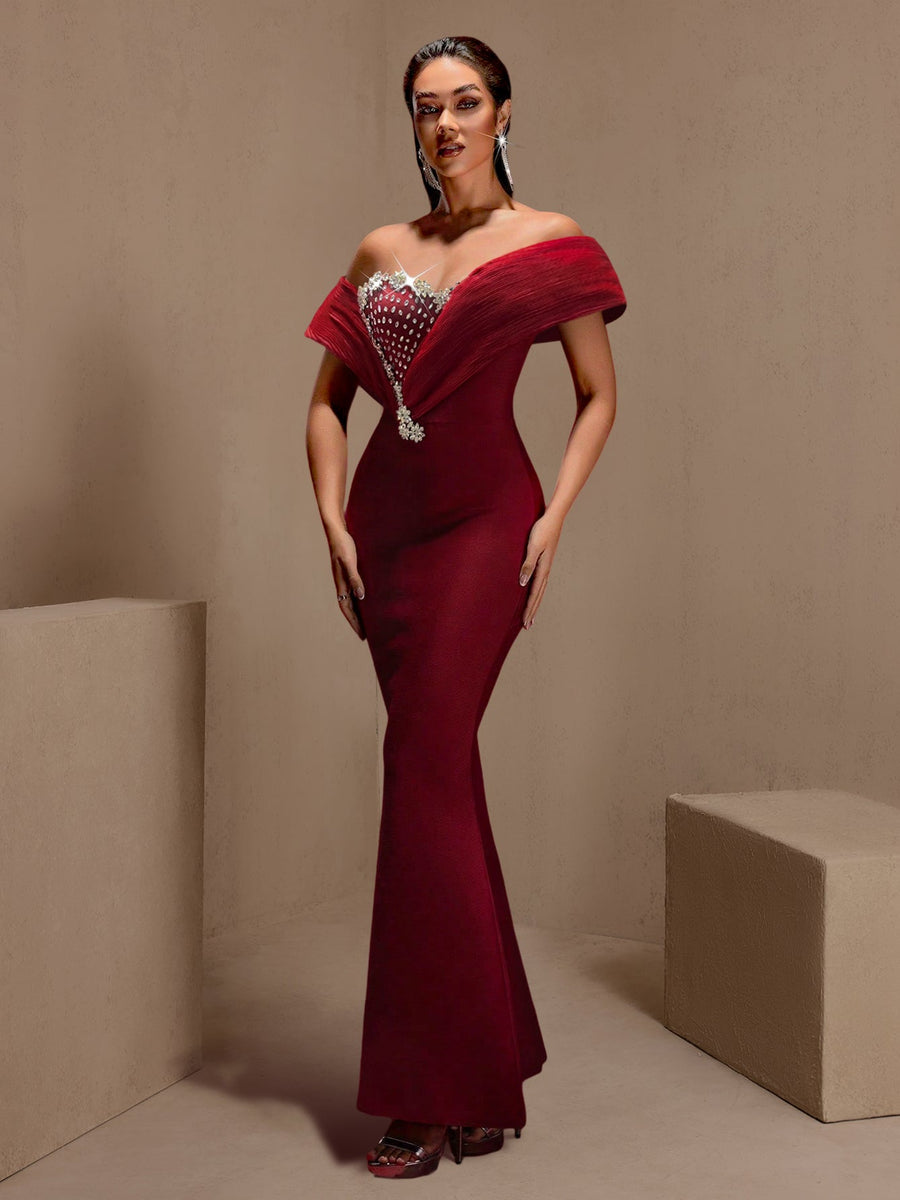 Luxury Diamond Open-Back Maxi Bandage Dress