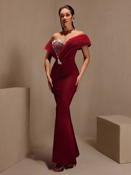 Luxury Diamond Open-Back Maxi Bandage Dress