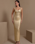 Luxury Gold-Foil Bandage Maxi Dress