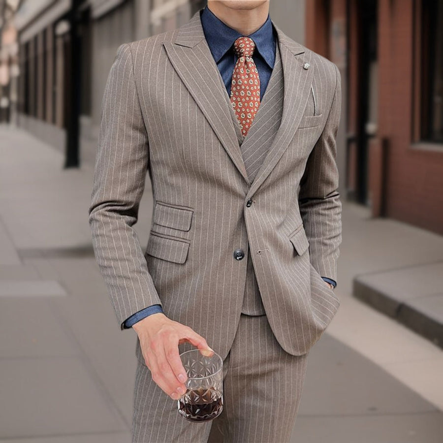 Carlo™ | Premium Three-Piece Striped Suit