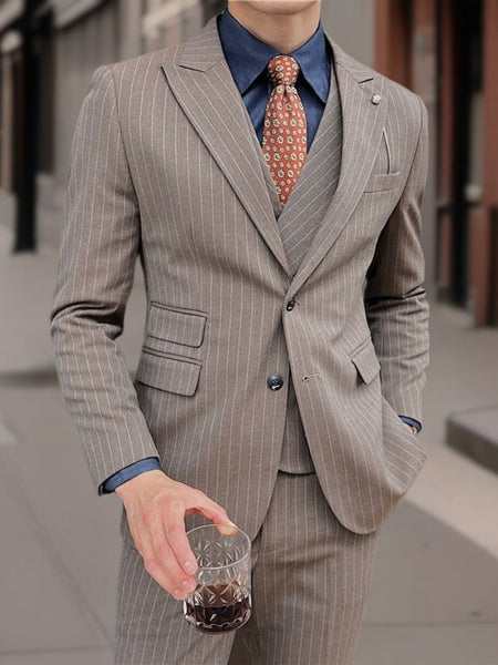 Carlo™ | Premium Three-Piece Striped Suit