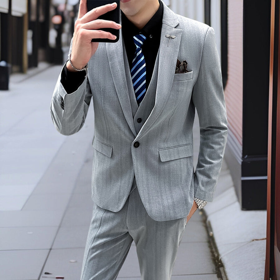 Udo™ — Premium Striped Suit 3-Piece Suit Set, alternate view 2