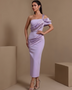 Violette D’Arcy — Asymmetric Satin Draped Ruched Bandage Dress