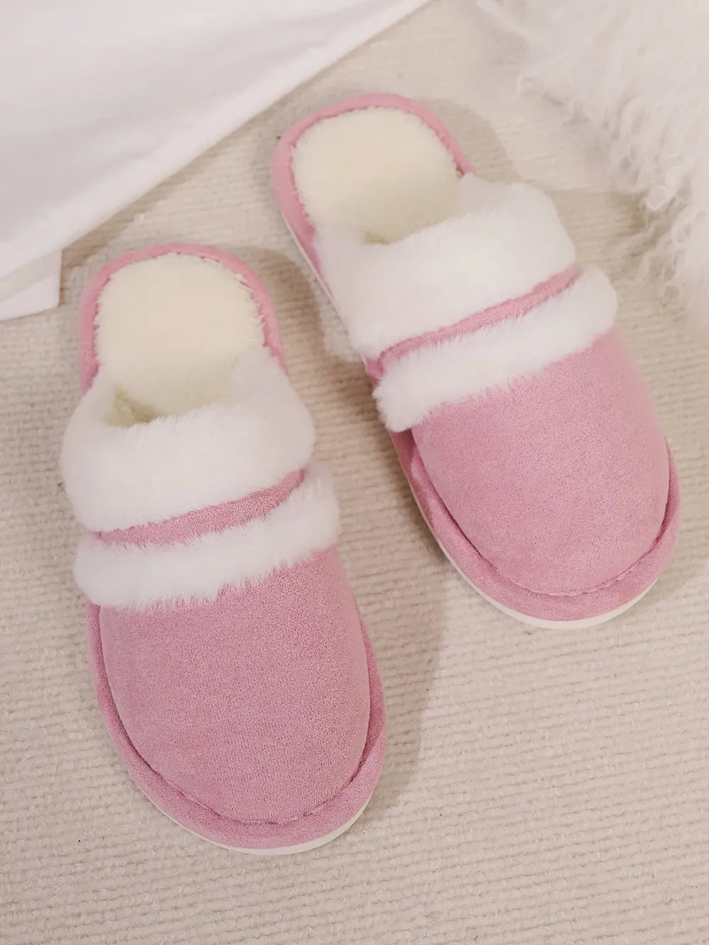 Jules Allegra — Contrast Faux Fur Round Toe Slippers Fashion Footwear, alternate view 28